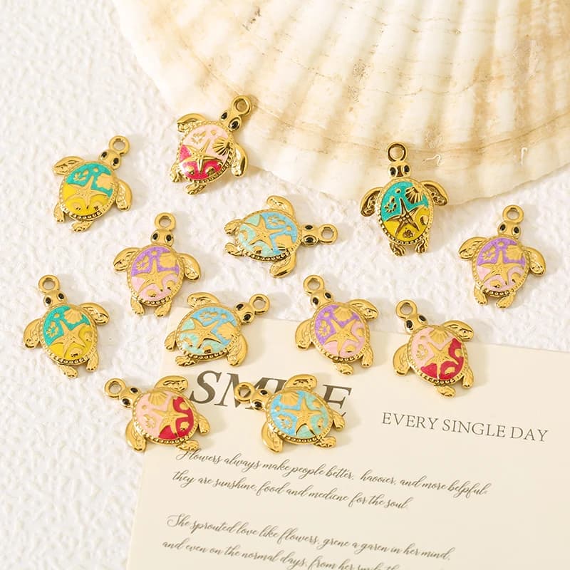 5pcs Stainless Steel Turtle Charms Retro Tortoise Pendant DIY Jewelry Necklace Findings Bracelet Earrings Making Craft Charms
