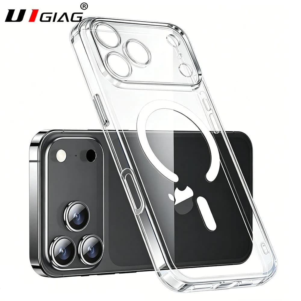 Custodia Magnetica Ibrida Rigida Trasparente per iPhone 17 Pro Max e 17 Air, Compatibile con MagSafe