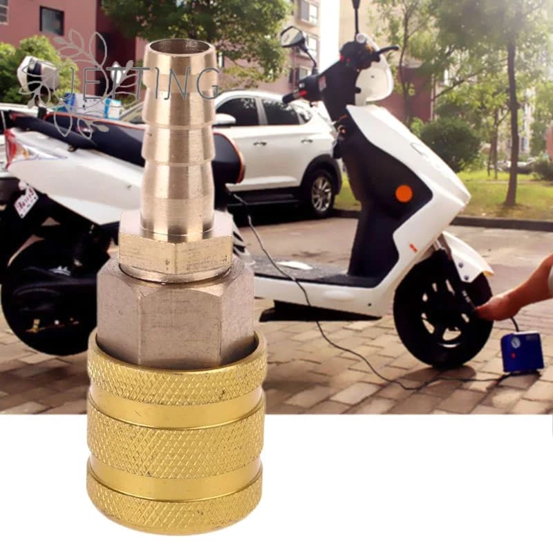 (SMTGDP11) Clip per Valvola Pneumatici Auto 6/8mm, Connettore in Ottone Massiccio per Pompa, Adattatore per Gonfiaggio Pneumatici Bici e Moto