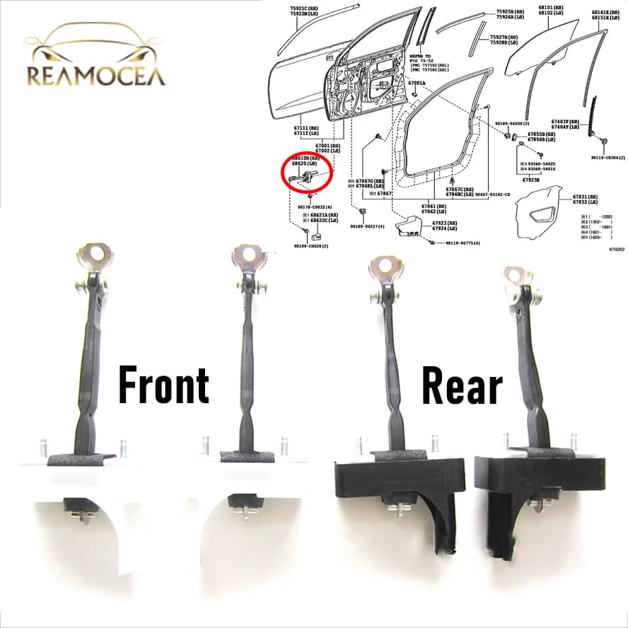 Reamocea 1Pc Fermaporta per auto per Toyota LAND CRUISER 200 LC200 2007-2019 Braccio cinghia di controllo porta anteriore/posteriore sinistra/destra