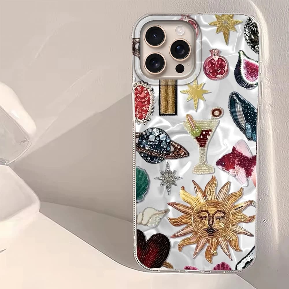 Summer Fruit Sun Face Water Texture Girl Phone Case for iphone 16 15 14 7 8 Plus 13 11 12 Pro Max X XS XR SE 2022 2020 16e Cover