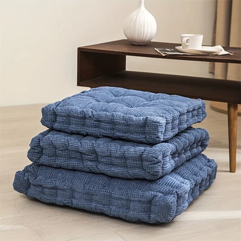 Tufted Corduroy Floor Pillow, Thick Square Meditation Cushion for Living Room Bedroom - Home Decor Floor Seat, Spot Clean Only