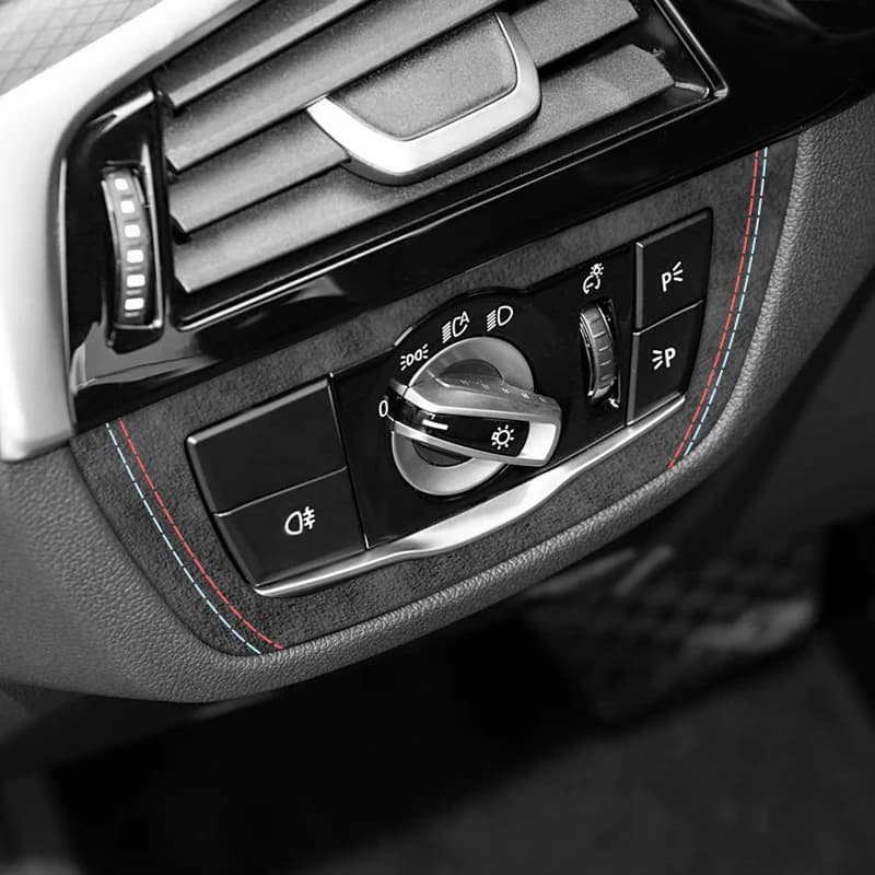 For BMW 5er G30 G38 6GT G32 Headlight Switch Button Light Control Panel Trim Sticker Made of Alcantaras Car Interior Accessories