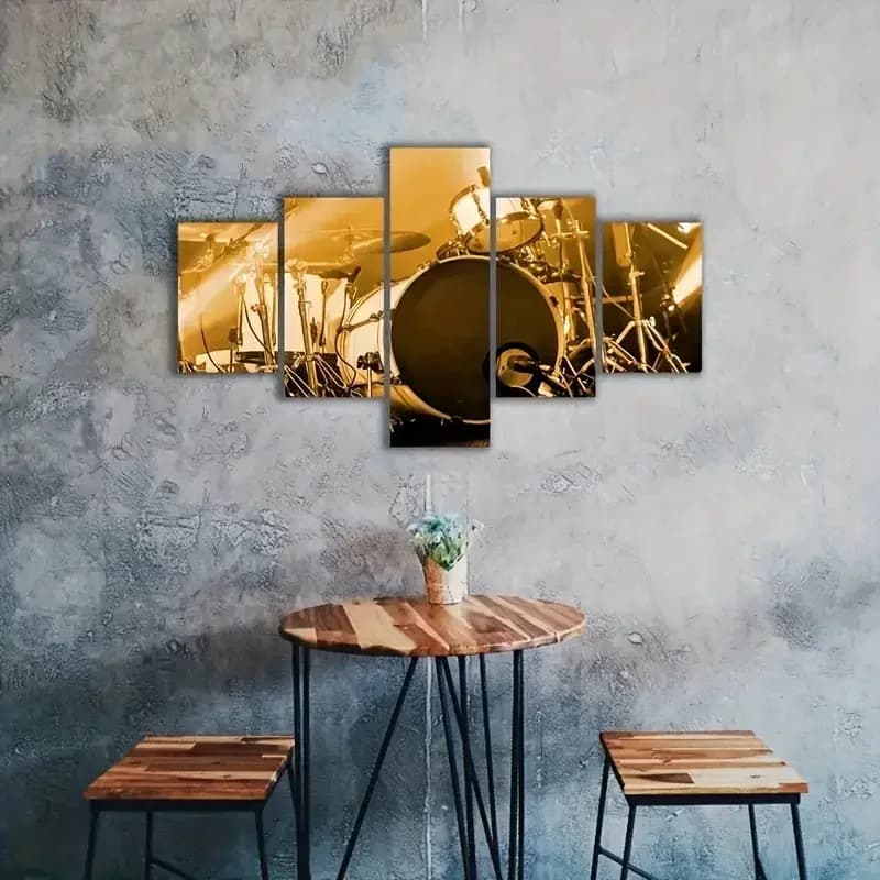 Frameless On Canvas 5 Pieces Musical Drum Ideal Gift Wall Art Poster Images Paintings Home Decoration Room Furniture