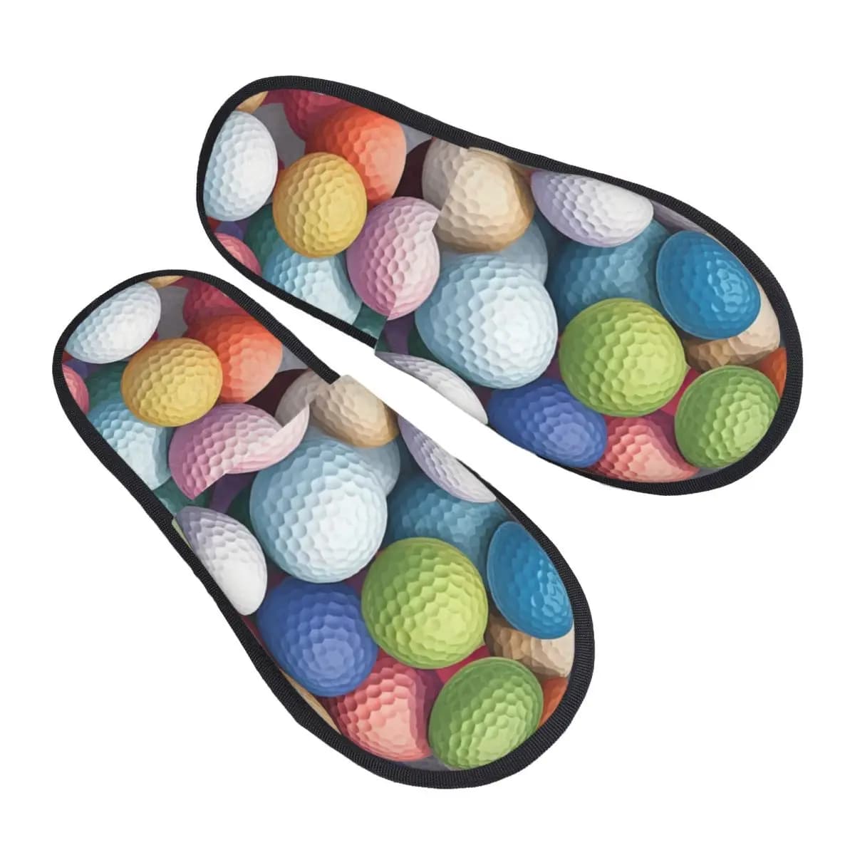 Home Slippers with pattern pastel golf balls, soft and warm in memory foam, customizable, for women, for indoors and outdoors