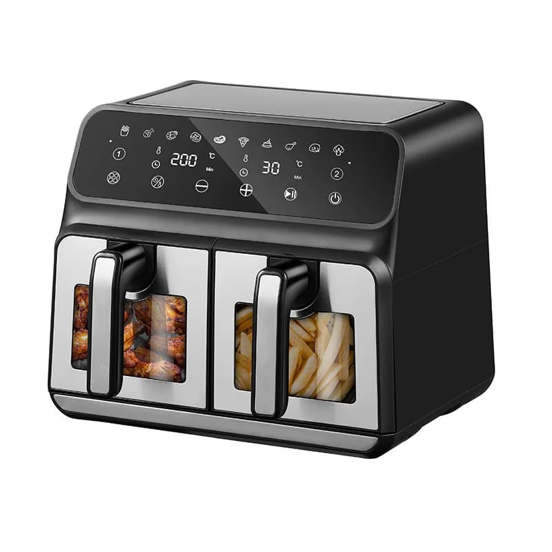 Large capacity double pan air fryer 9L can synchronize time synchronization menu
