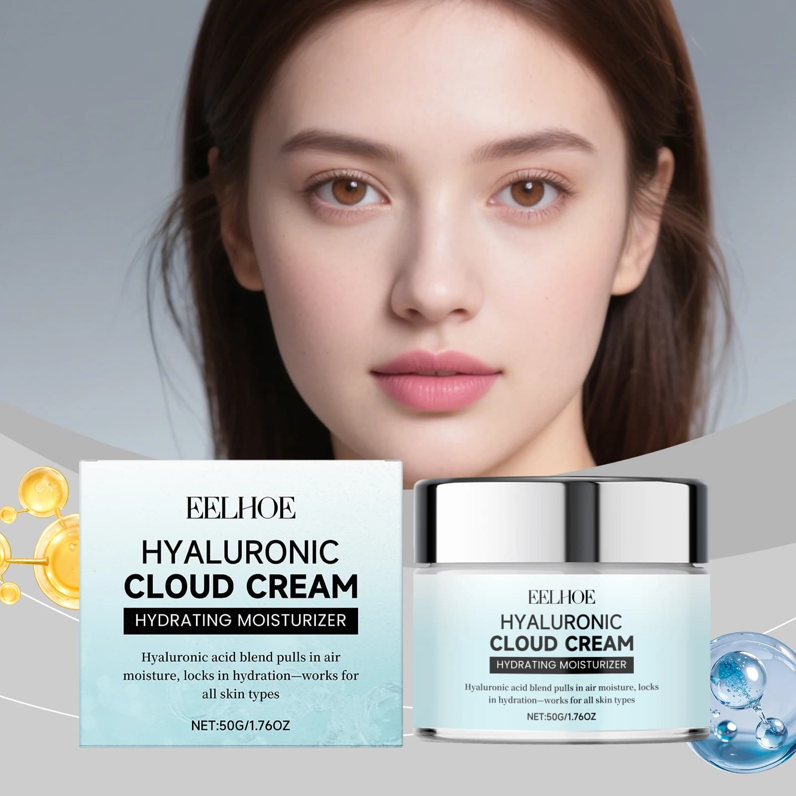 Hydrating Cream Viso all'Acido Hyaluronico - Nutre e Hydrata Delicately, Makes the skin Soft and Radiosa, Ideal for Daily Care