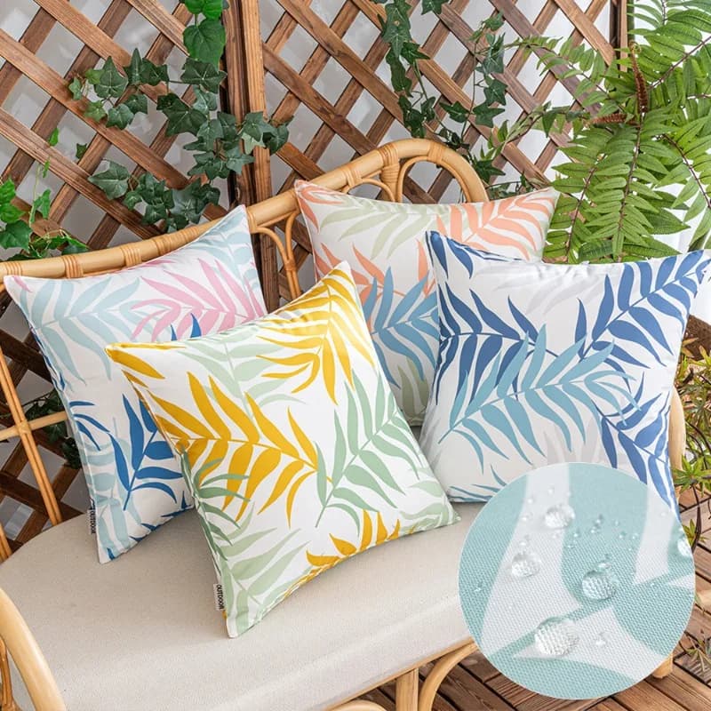 Fodera per cuscino stampata per esterni piccola e fresca, foglie di girasole sparse, federa lombare, giardino, patio, divano, sedia, fodera per cuscino