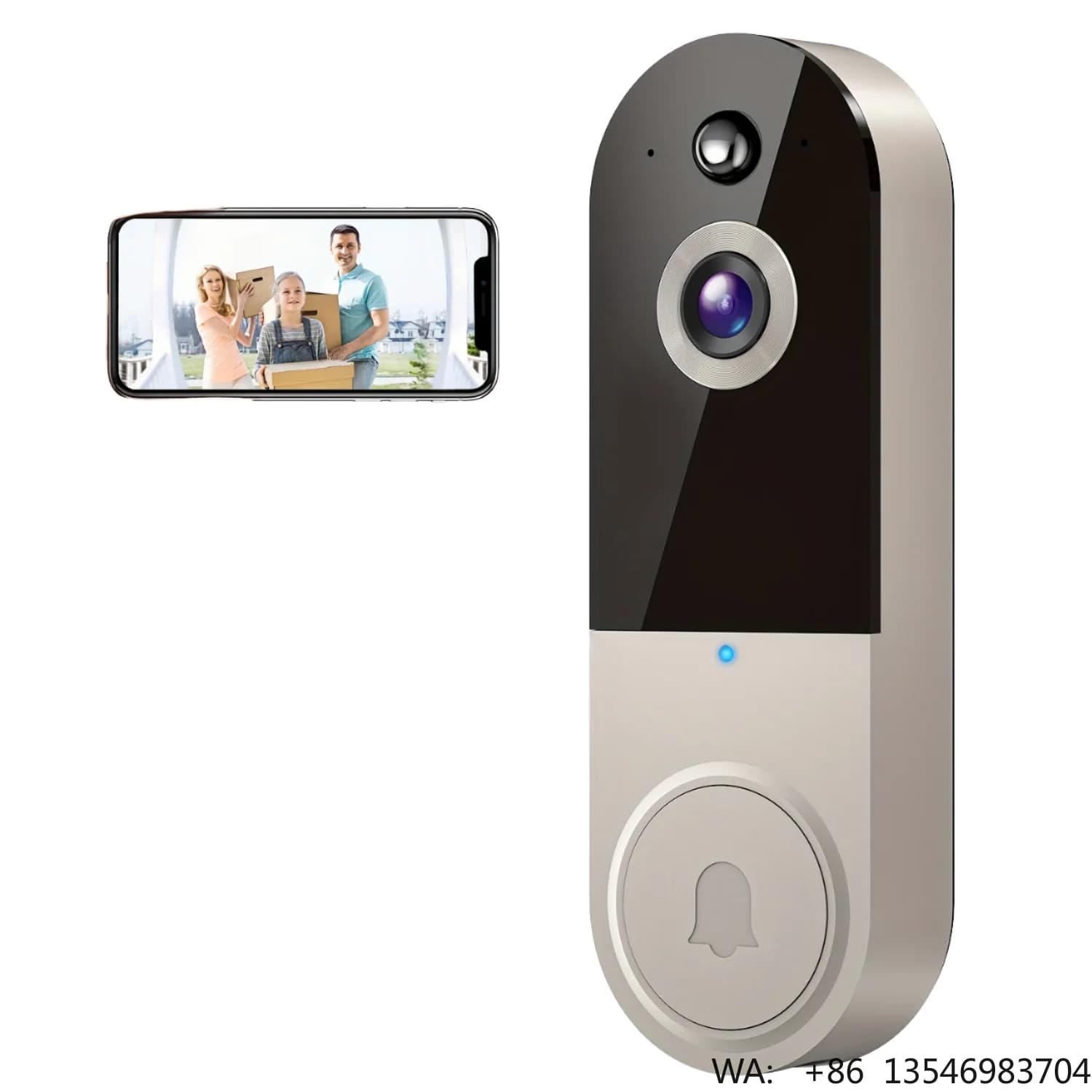 Campanello Video Wireless HD 1080P con Visione Notturna, Archiviazione Cloud, Monitoraggio Remoto di Sicurezza, App Tuya e Display OLED