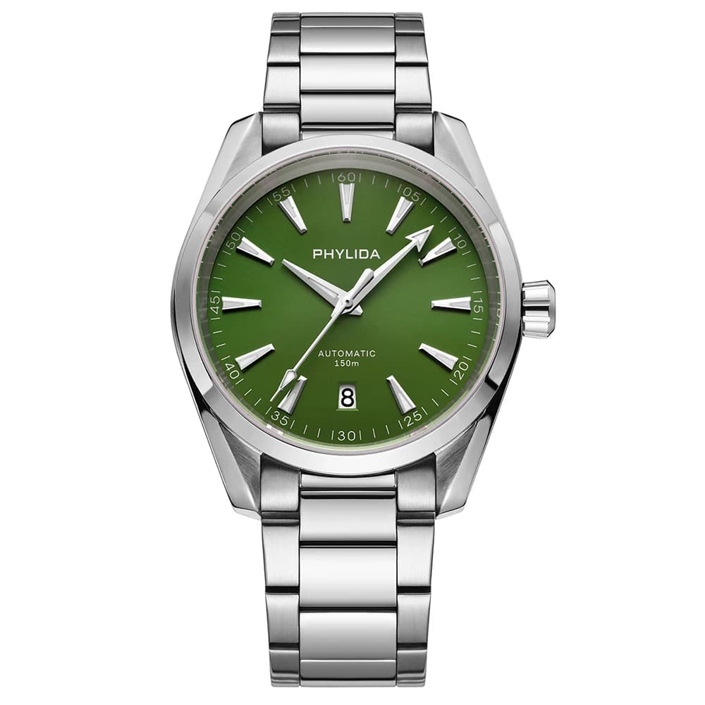 PHYLIDA 40mm New Green Dial Aqua 150m Automatic Watch Sapphire Crystal NH35A Watch 100WR Men's Watch