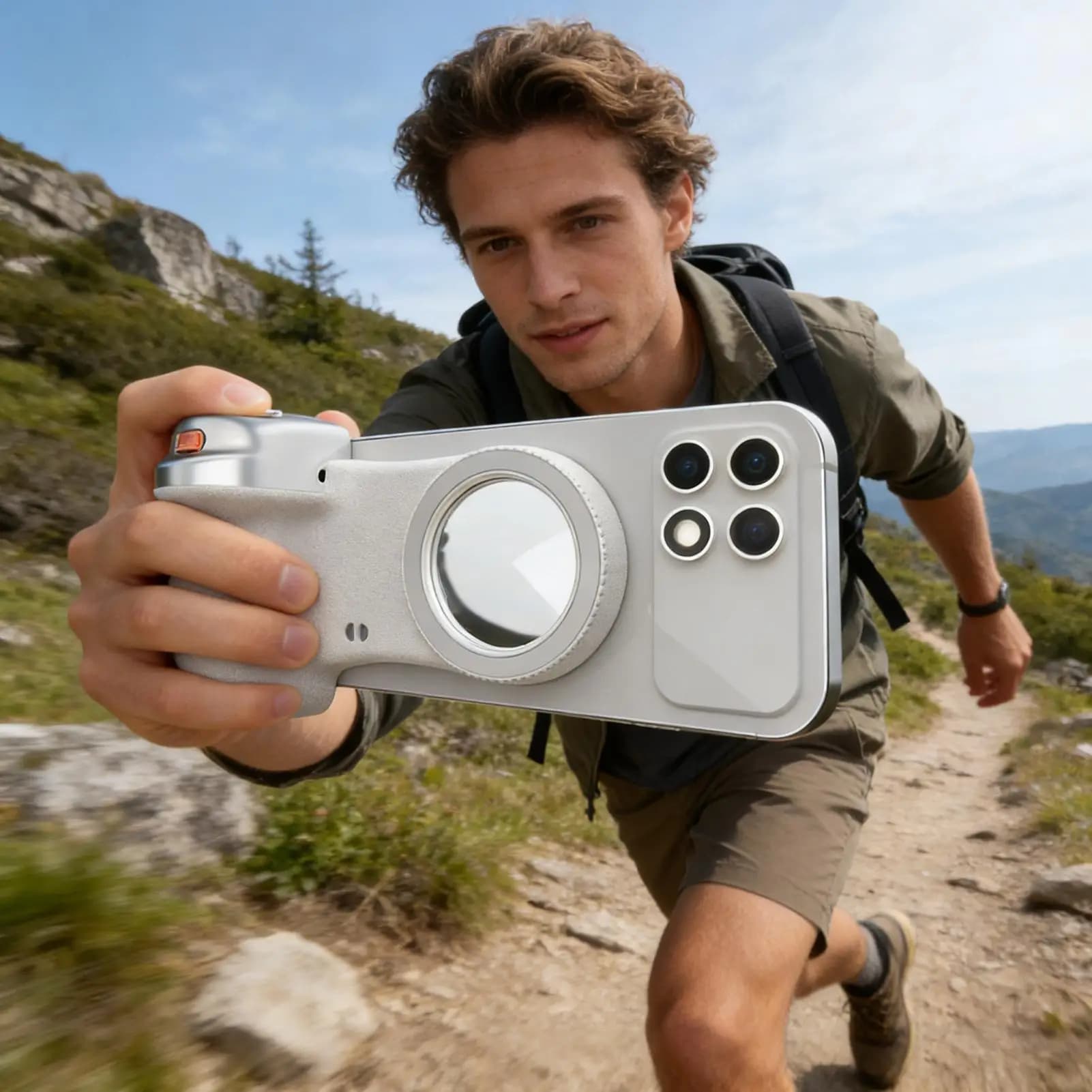 Impugnatura Magnetica Rotante per Fotocamera con Telecomando Wireless per Selfie, Ideale per Viaggi, Sport all'Aperto e Fotografia con Smartphone, per Uomini e Donne