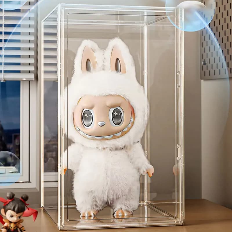 60x35x30 cm large transparent stackable box with magnetic helmet holder, collector's items, books, shoes, home window