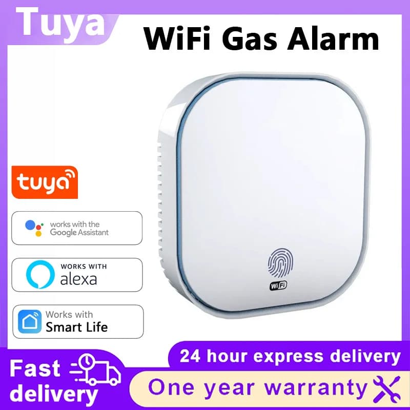 Tuya WiFi Smart Natural Gas Carbon Monoxide Smoke Detector Alarm Fire Sensor Alert for Kitchen Shop Home