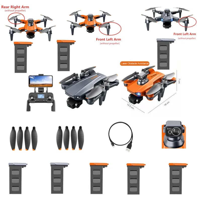 Batteria RG106 Pro MAX 4K 6K 8K per Drone RC Professionale con Doppia Fotocamera, GPS, Batteria 7.4V 3800mAh, Telecomando, Elica USB