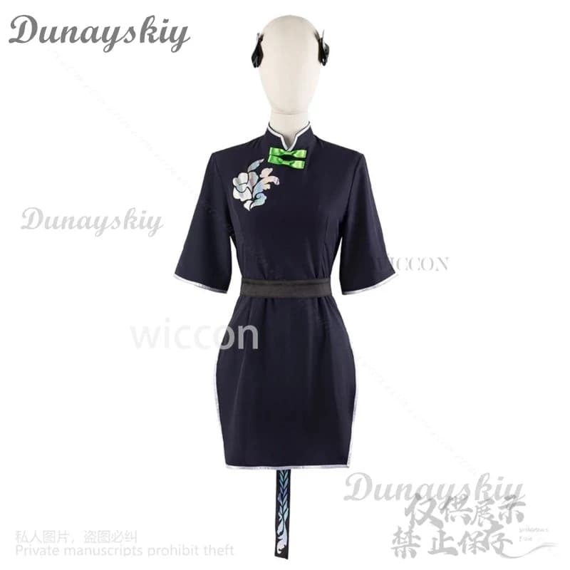 CyAnime Game Blue Archive Cosplay Sunohara Shun Qipao Cheongsam Lolita Loli Dress Cosplay con Doppia Coda di Cavallo e Orecchie di Gatto in Pelliccia