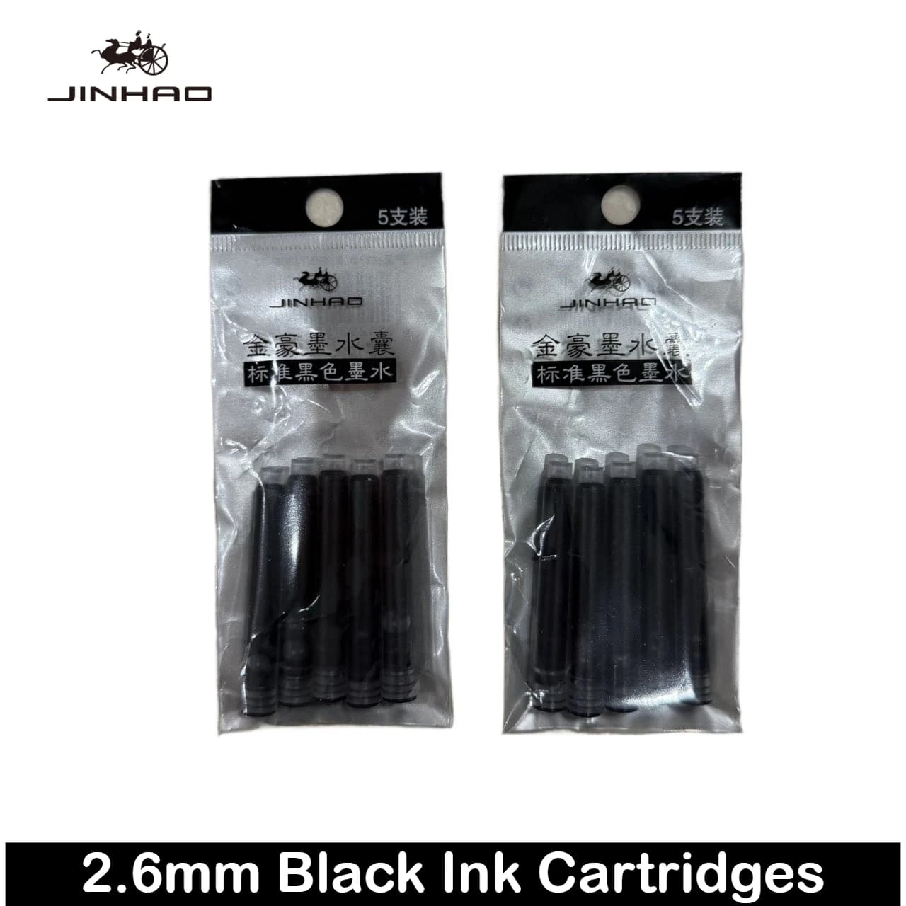 JINHAO 5/10/100 PCS Black 2.6mm Fountain Pen Ink Cartridge Refill Student Fountain Pen Ink School Office Supplies Stationery