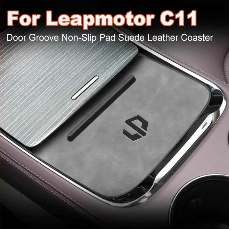 Tappetino antiscivolo per porta con slot per porta per Leapmotor C11 21-24 Scanalatura per porta Tappetino antiscivolo Sottobicchiere in pelle scamosciata Accessorio per interni auto