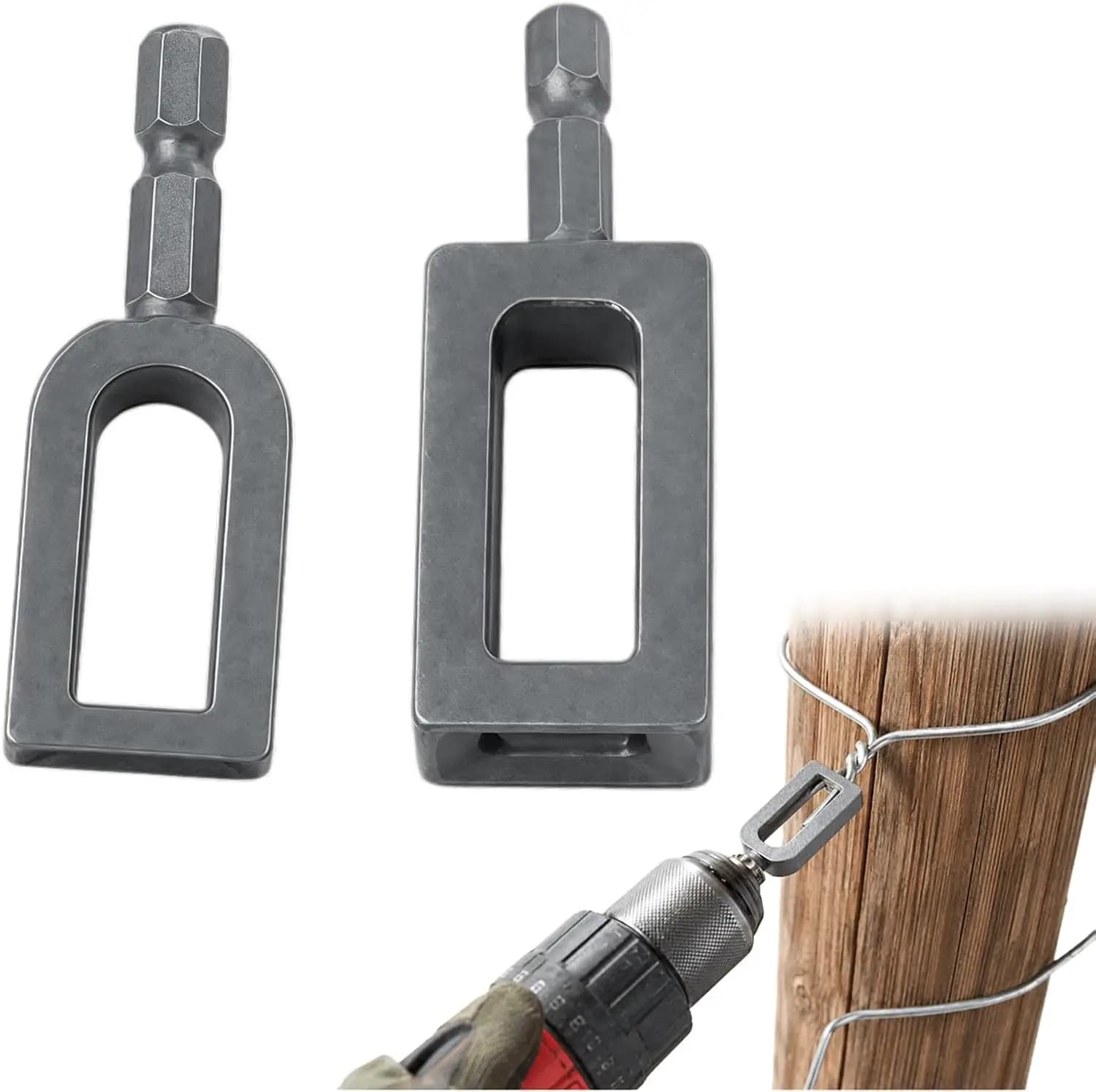 Rebar Tie Wire Winder Tool 1/4 Inch Hex Shank Wire Twister Drill Attachment Universal 9#/11# for Fence Repair & Construction