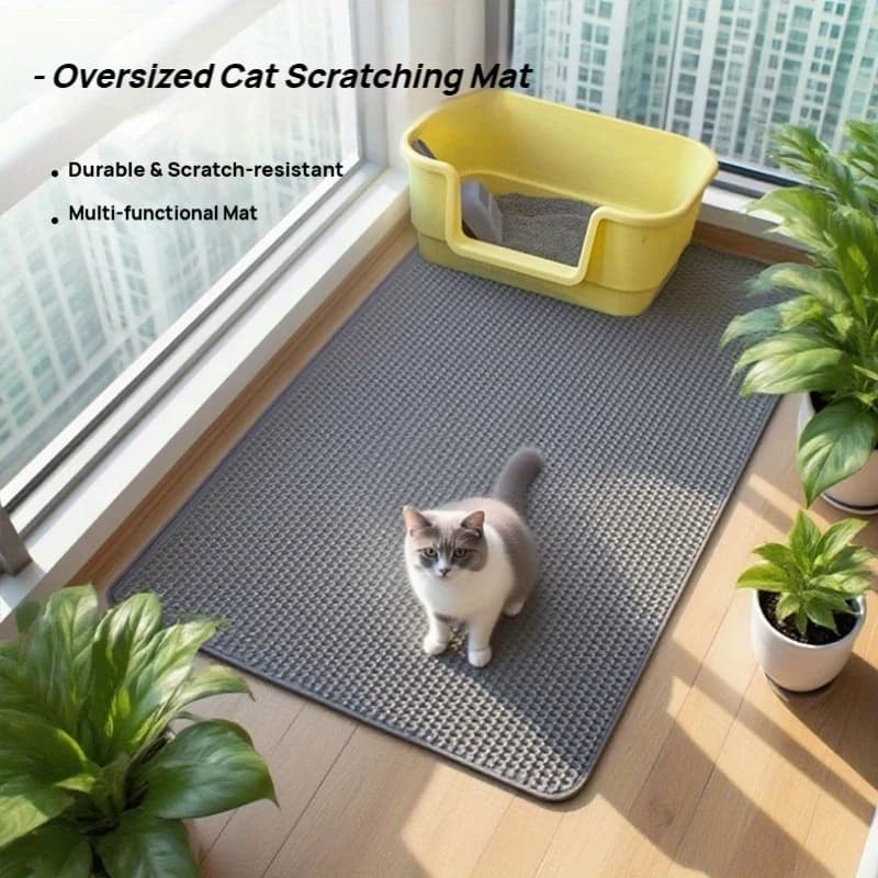 Extra-large 70×120cm cat litter mat, double-layer honeycomb design to prevent litter tracking