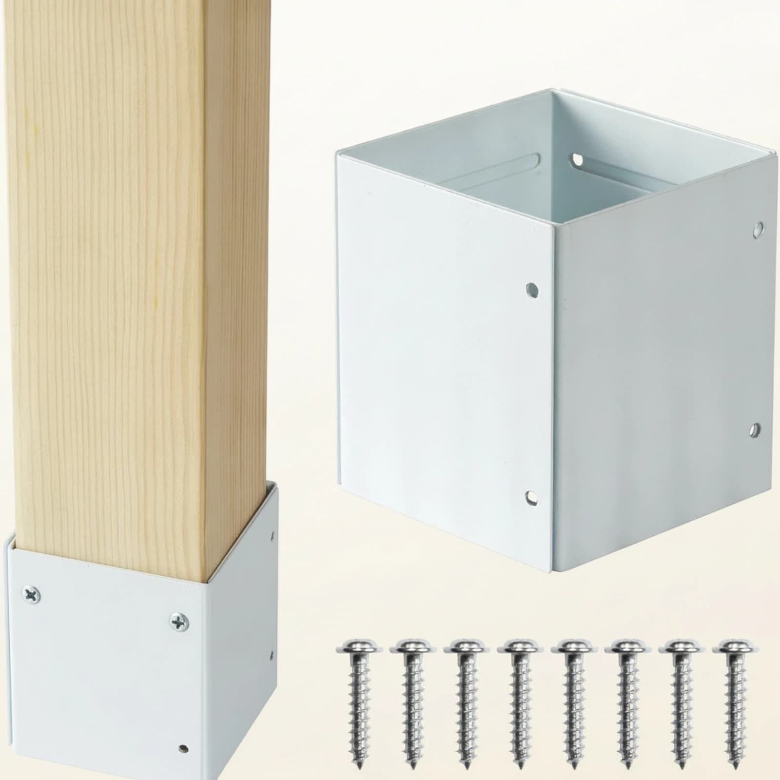 4 Pieces Adjustable Post Wrap with Screws Telescoping Hardware Powder-Coated Heavy-Duty for Homeowners, Fence Posts