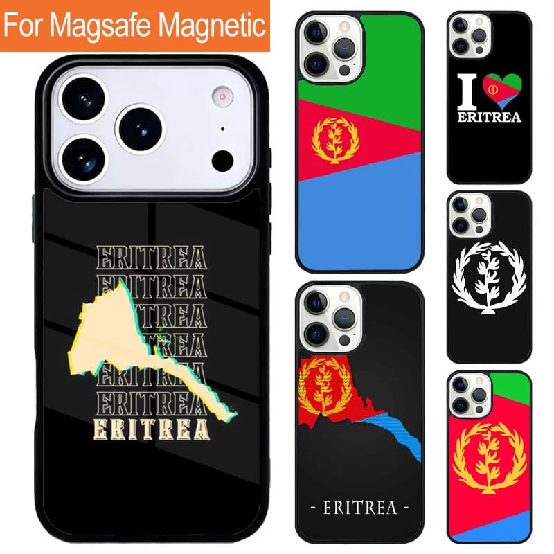 Custodia per telefono con ricarica wireless magnetica morbida con bandiera dell'Eritrea per iPhone 17 Pro 16 15 13 12 11 Pro Max Air 14 Plus con cover MagSafe