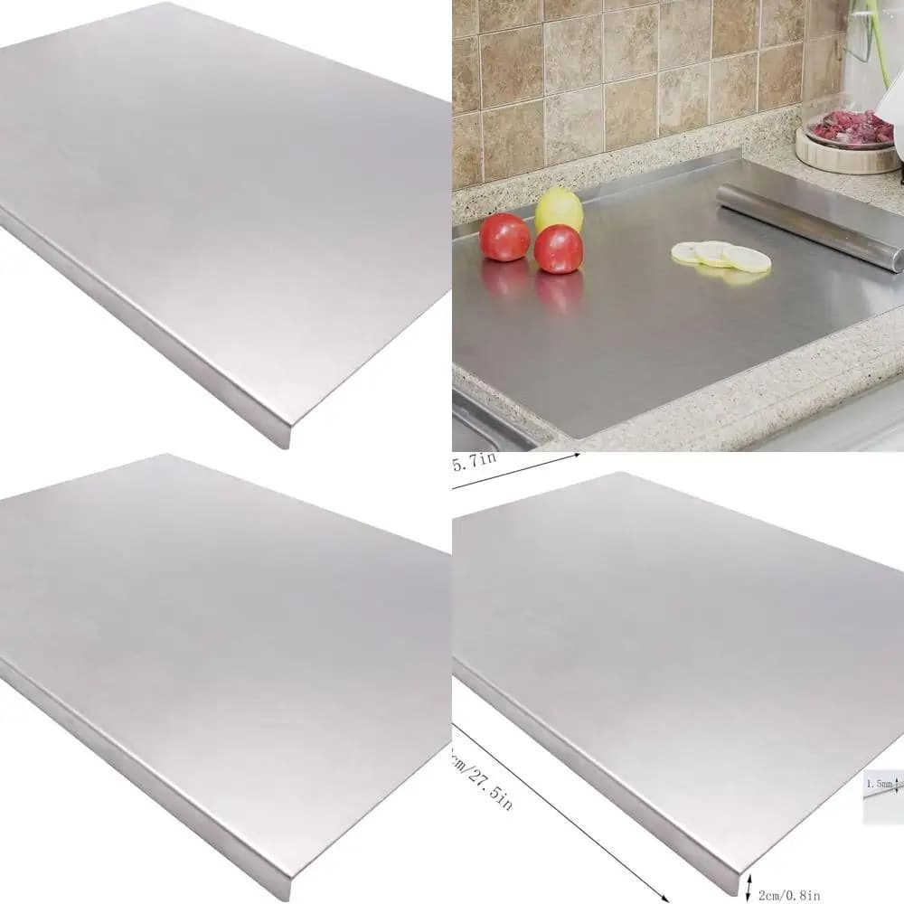 Stainless steel large kitchen cutter: ideal for meat, fruit, vegetables, bread, cooking (70x40 cm/27,5x15,7 inch)