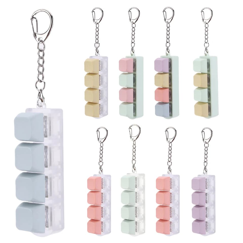 Giocattoli Antistress con 4 Tasti a Forma di Tastiera, Clicker DIY, Portachiavi, Giocattoli Decompressione per Bambini e Adulti, Regalo