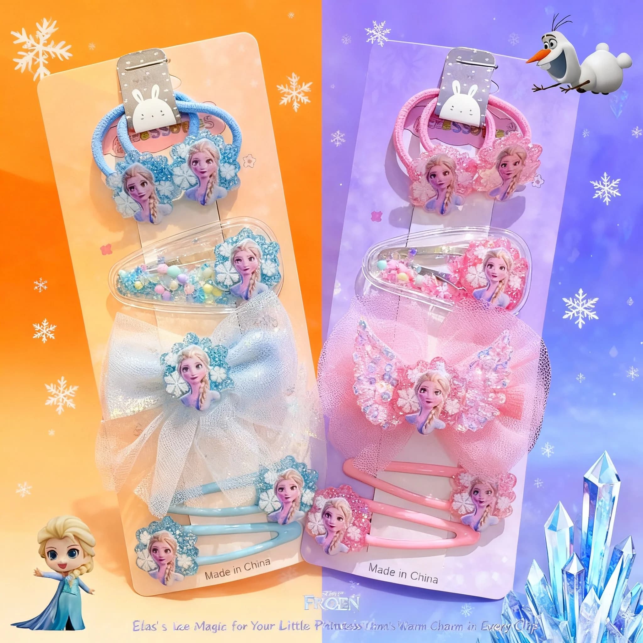 Fermaglio per capelli Disney Frozen Elsa per bambine, grazioso accessorio per capelli a tema cartone animato, fermaglio laterale per capelli per bambini, nuovo accessorio Elsa