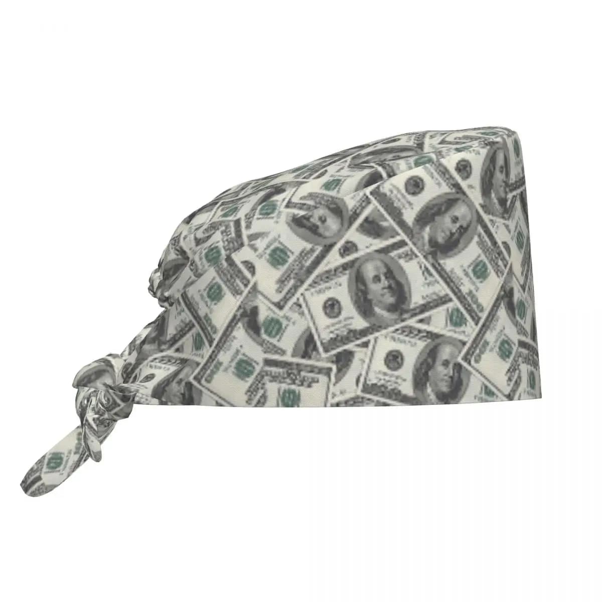 Rich Money Novelty Dollars Scrub Hat Doctor Working Surgical Cap Men Women Adjustable Nursing Caps for Dentist