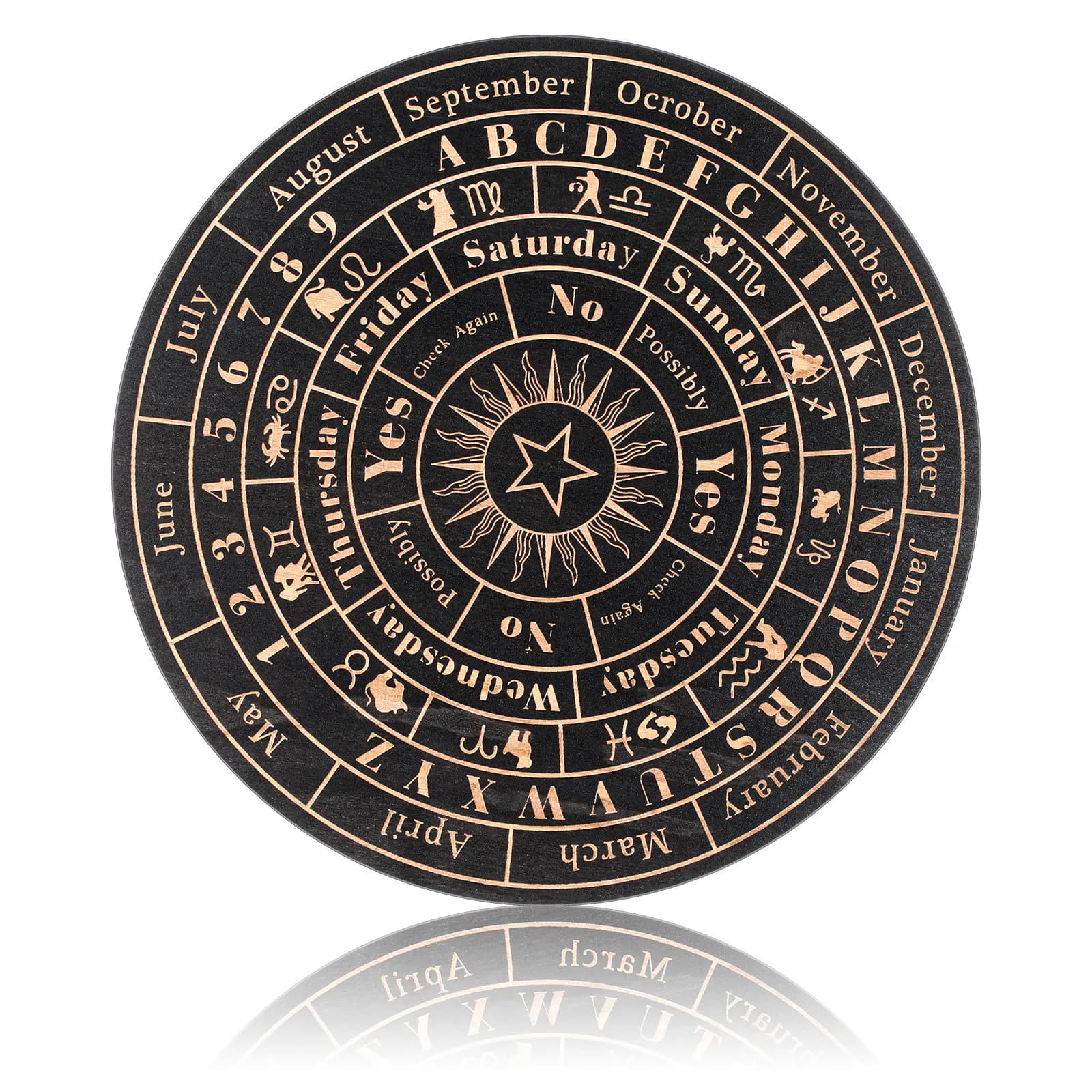 Hand Carved Wooden Pendulum Board Divination Tool Dowsing Board Circular Design Smooth Surface Rustic Aesthetic Spiritual Decor