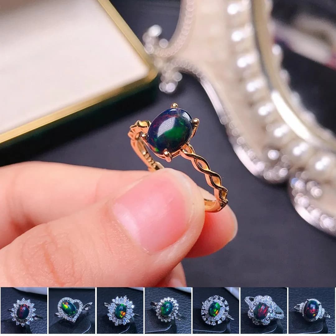 MeiBaPJ Fashion rings with natural black precious stones for women Fine wedding jewelry with real sterling silver charm 925