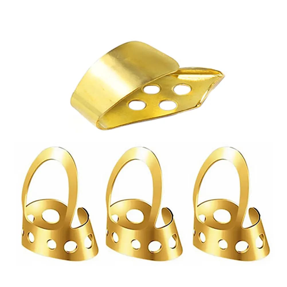 Set di 4 Plettri Regolabili in Acciaio Inox Traforato per Dita e Pollice, per Chitarra, Banjo, Ukulele, Accessori Professionali per Chitarra