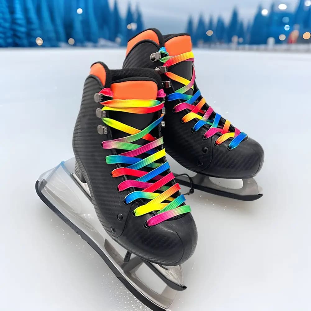 Pattini da ghiaccio Lacci delle scarpe 84/96/108/120 pollici Tessuto a doppio strato Lacci colorati per pattini Lacci delle scarpe da hockey su ghiaccio Sostituisci gli accessori
