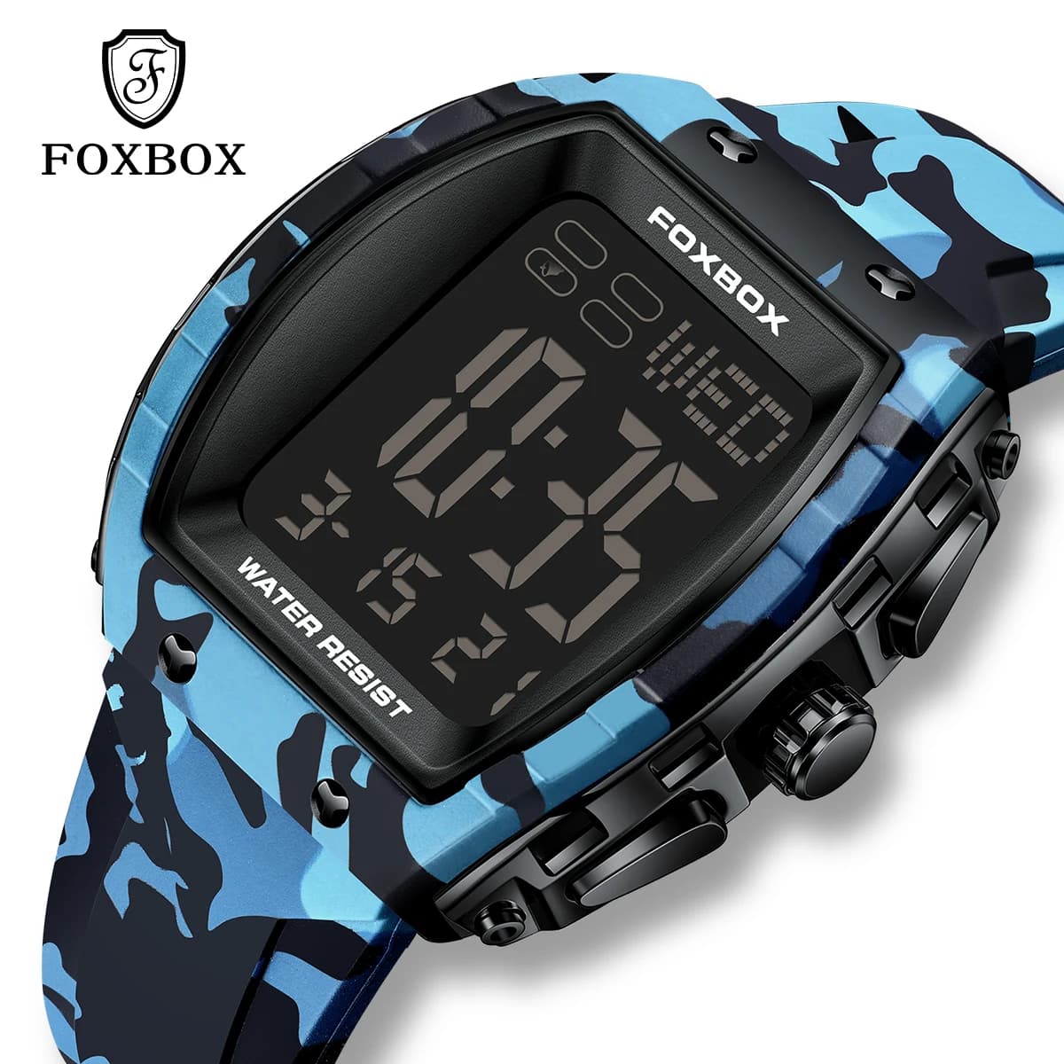 LIGE Orologio da polso digitale LCD moda uomo 50m Orologio sportivo impermeabile con cinturino in silicone per uomo Orologio elettronico casual maschile