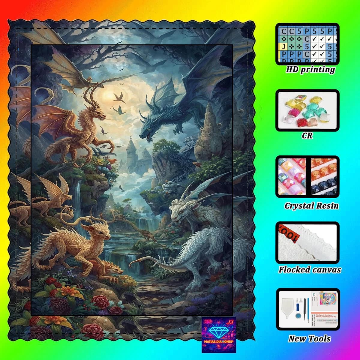 【MATIAS DIAMOND ART】Feilong Canyon Resina Diamante AB Diamante Cristallo Diamante Fata Polvere Pittura Diamante