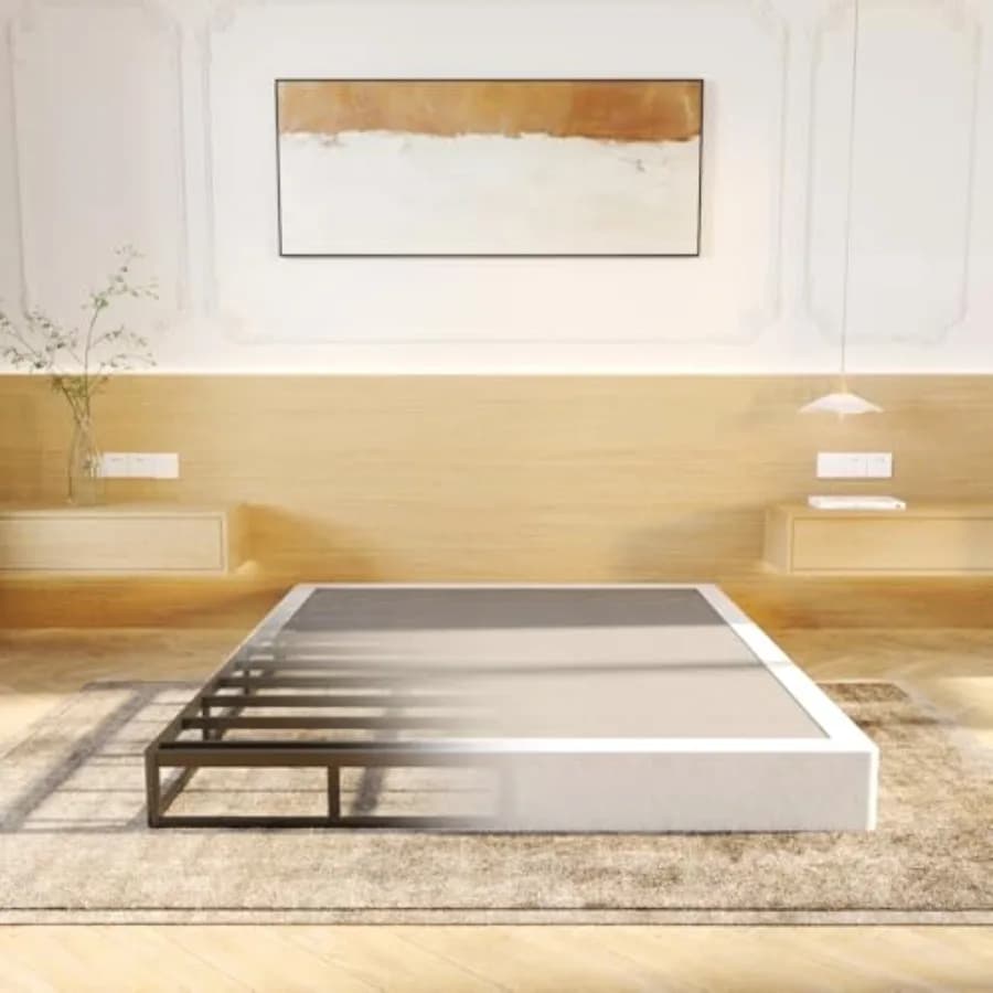 Base letto con box spring - Struttura in metallo con rivestimento in tessuto, facile da montare