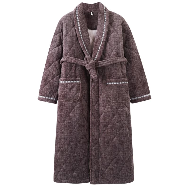 Men's Bathrobe Plus Sizes L-5XL to 3 Layers in Cotton with Clips, Male's Watch, Men's Pijama