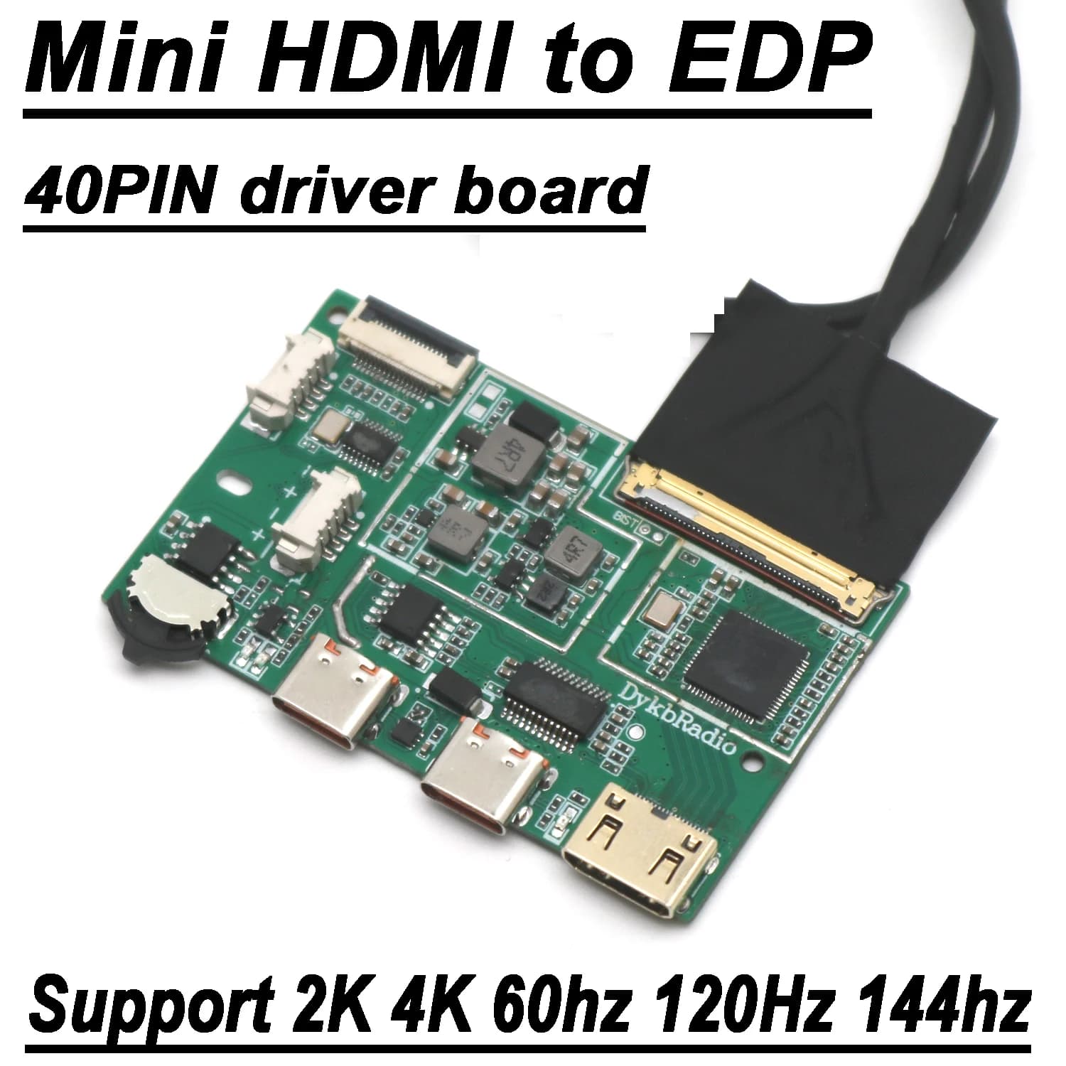 2K 4K HDMI To EDP Driver Board 40PIN EDP Signal LED LCD Screen Adapter Portable LCD Display Projection 60hz 120Hz 144hz