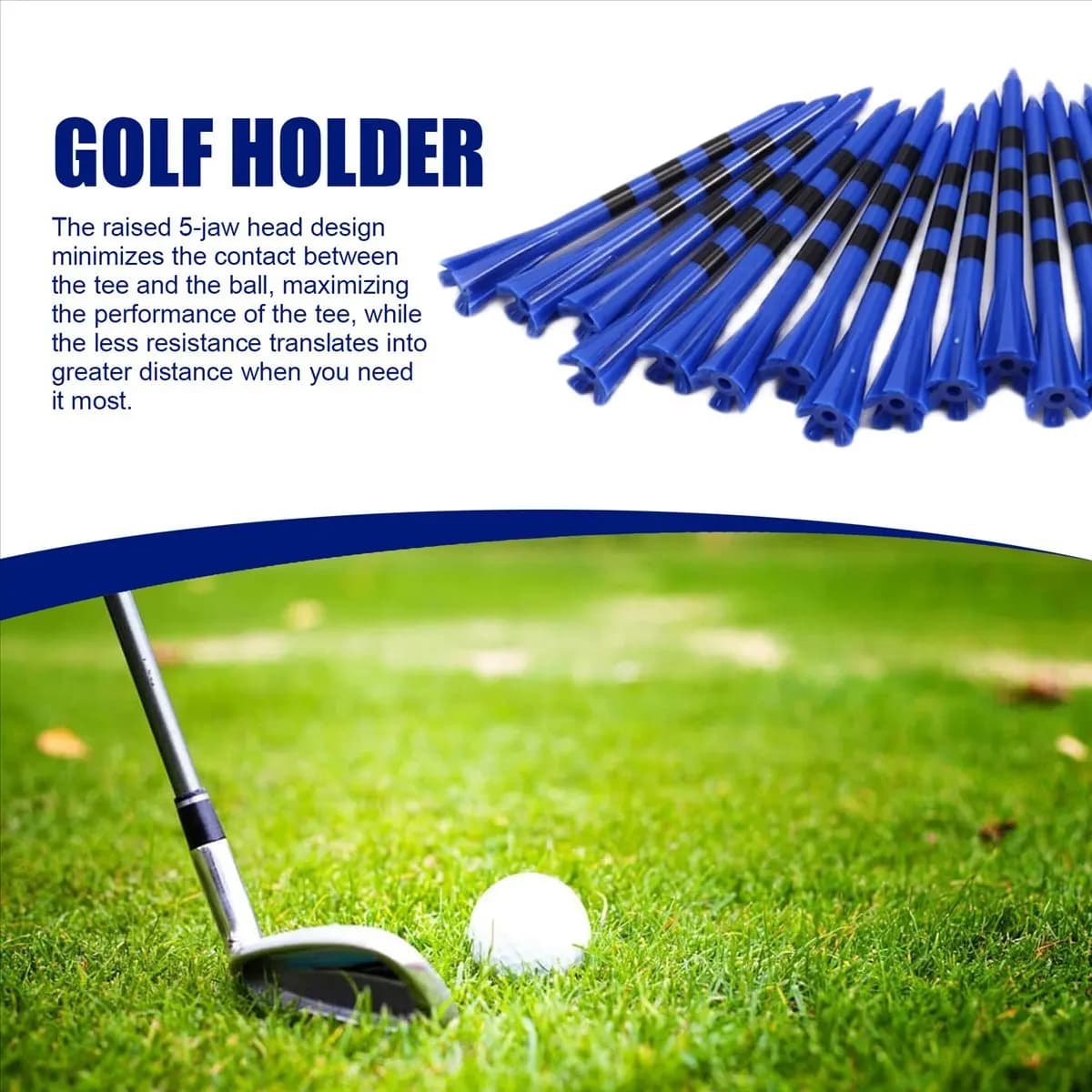 Confezione da 50 Tee da Golf in Plastica, Riduce Attrito e Rotazione Laterale, 5 Punte, 3-1/4 Pollici, Accessori per Golf