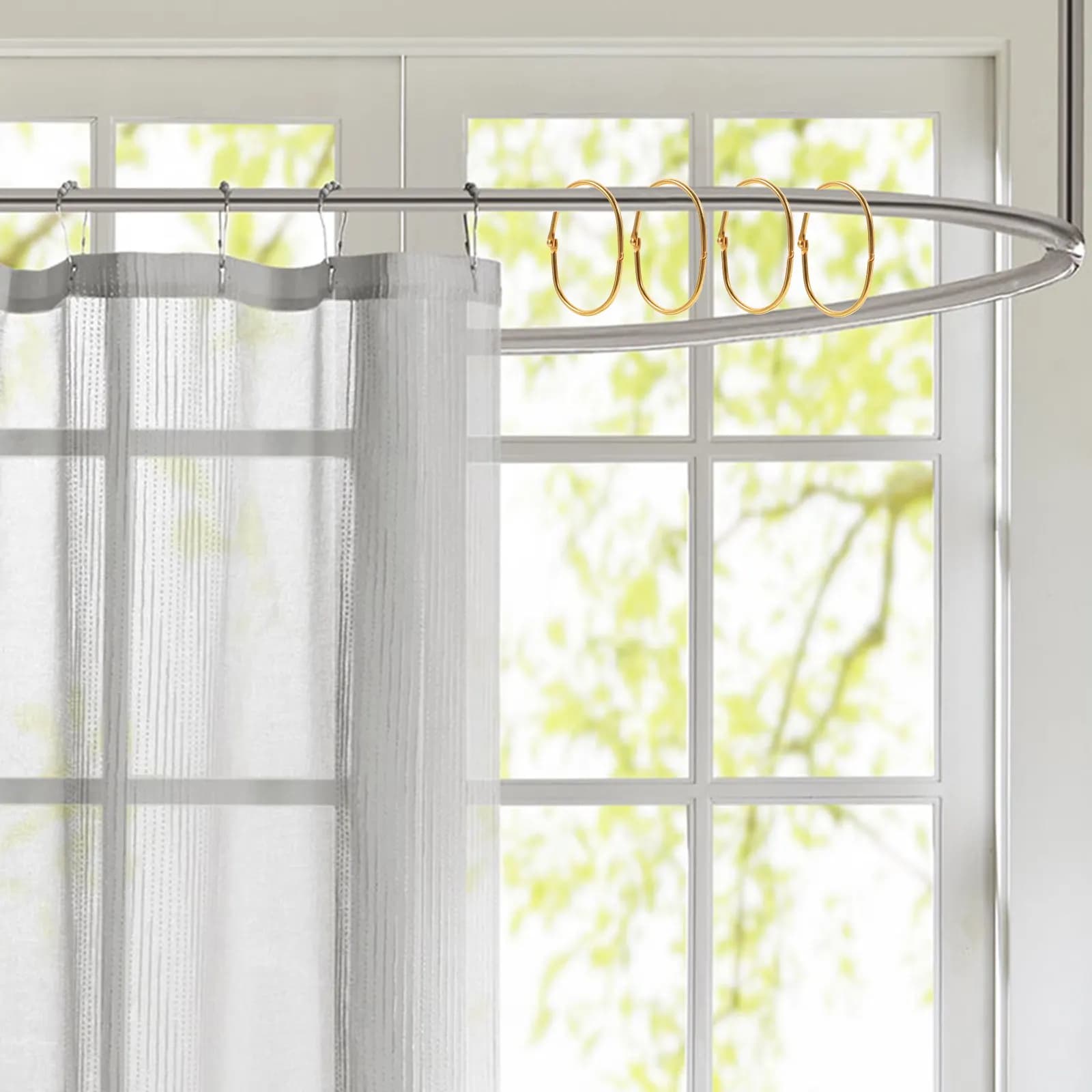 20 Pezzi Anelli Metallici per Tende da Doccia, Robusti Ganci in Ferro Antiscivolo a Scorrimento Fluido per Tende da Bagno Decorative