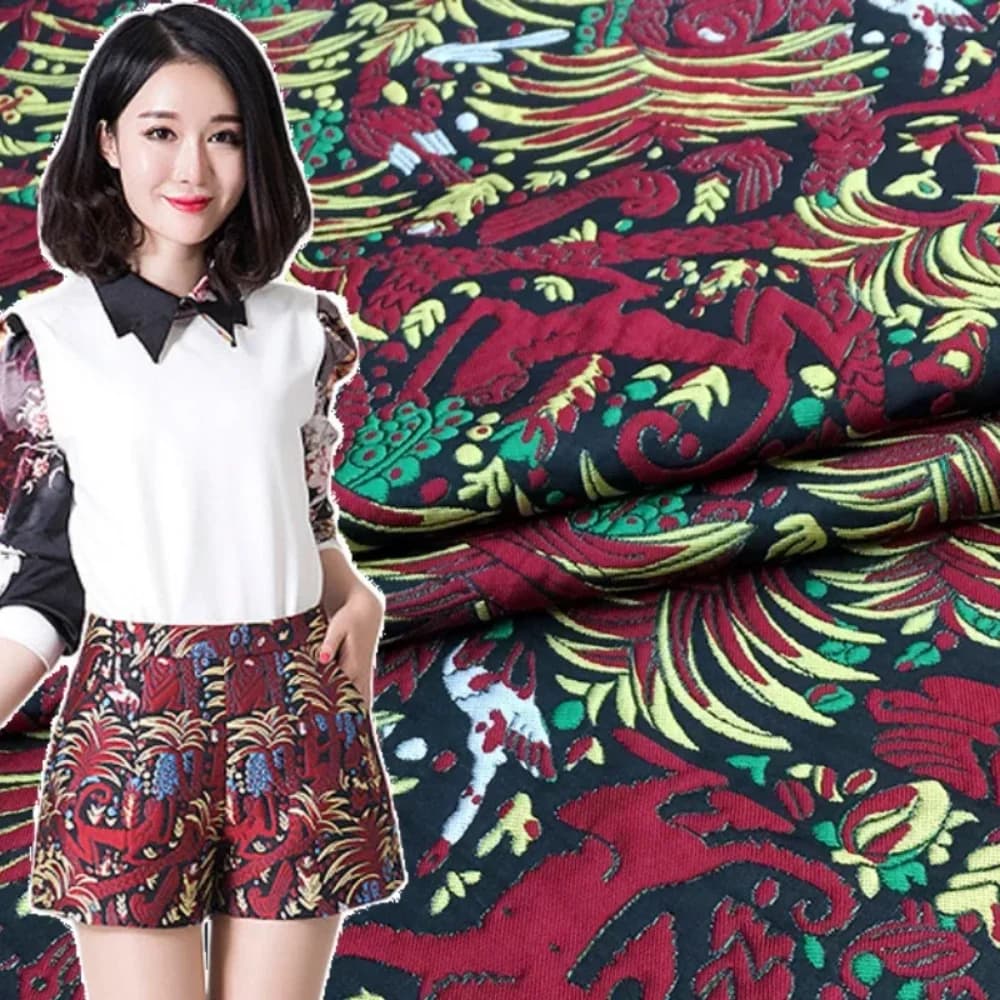 Jacquard Polyester Fabric Clothing Dress Cheongsam Embroidery Brocade Clothes Wholesale Cloth Sewing Material