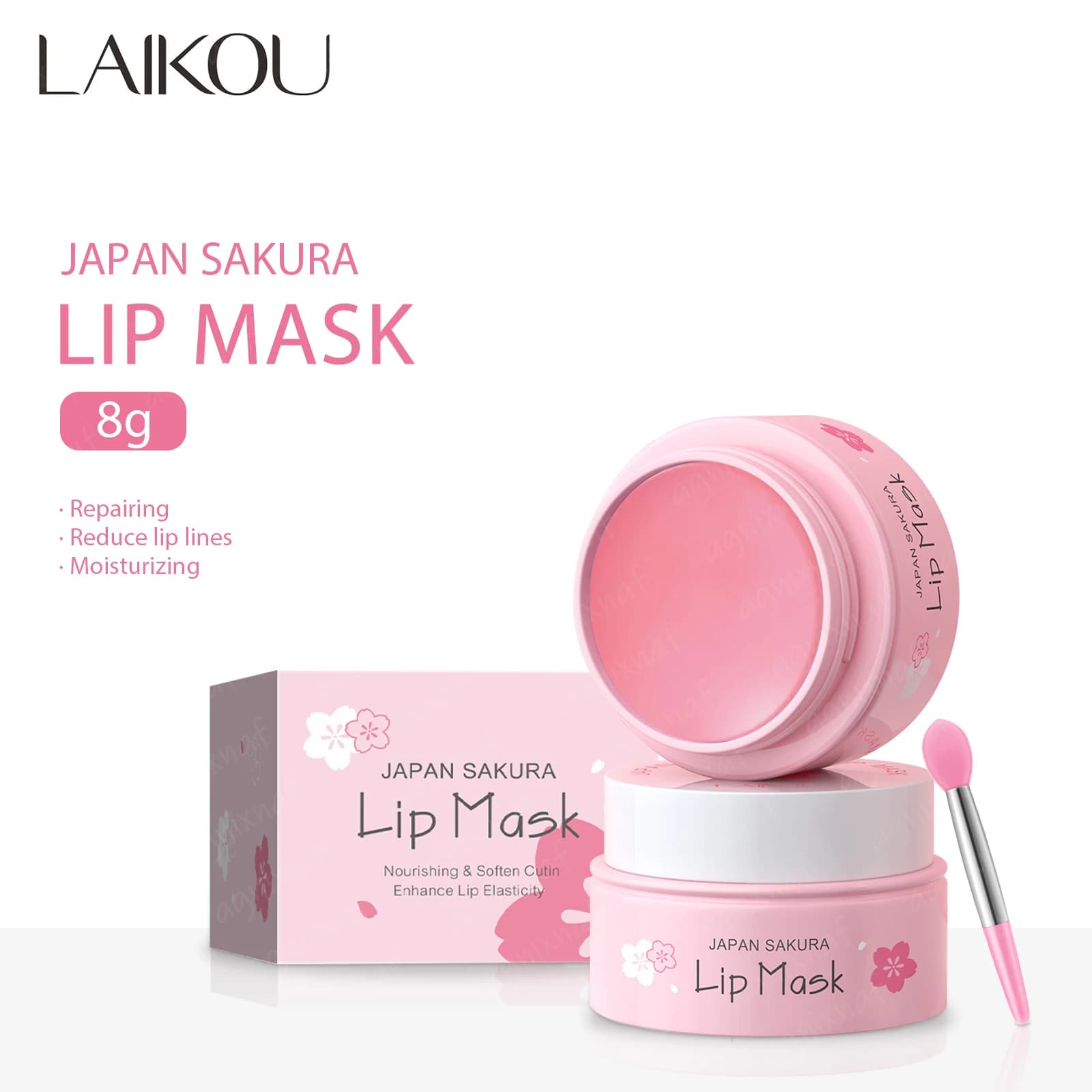 Laikou Sakura 8g Lip Sleeping Mask – with Hyaluronic Acid, Repairs Cracked Lips Overnight