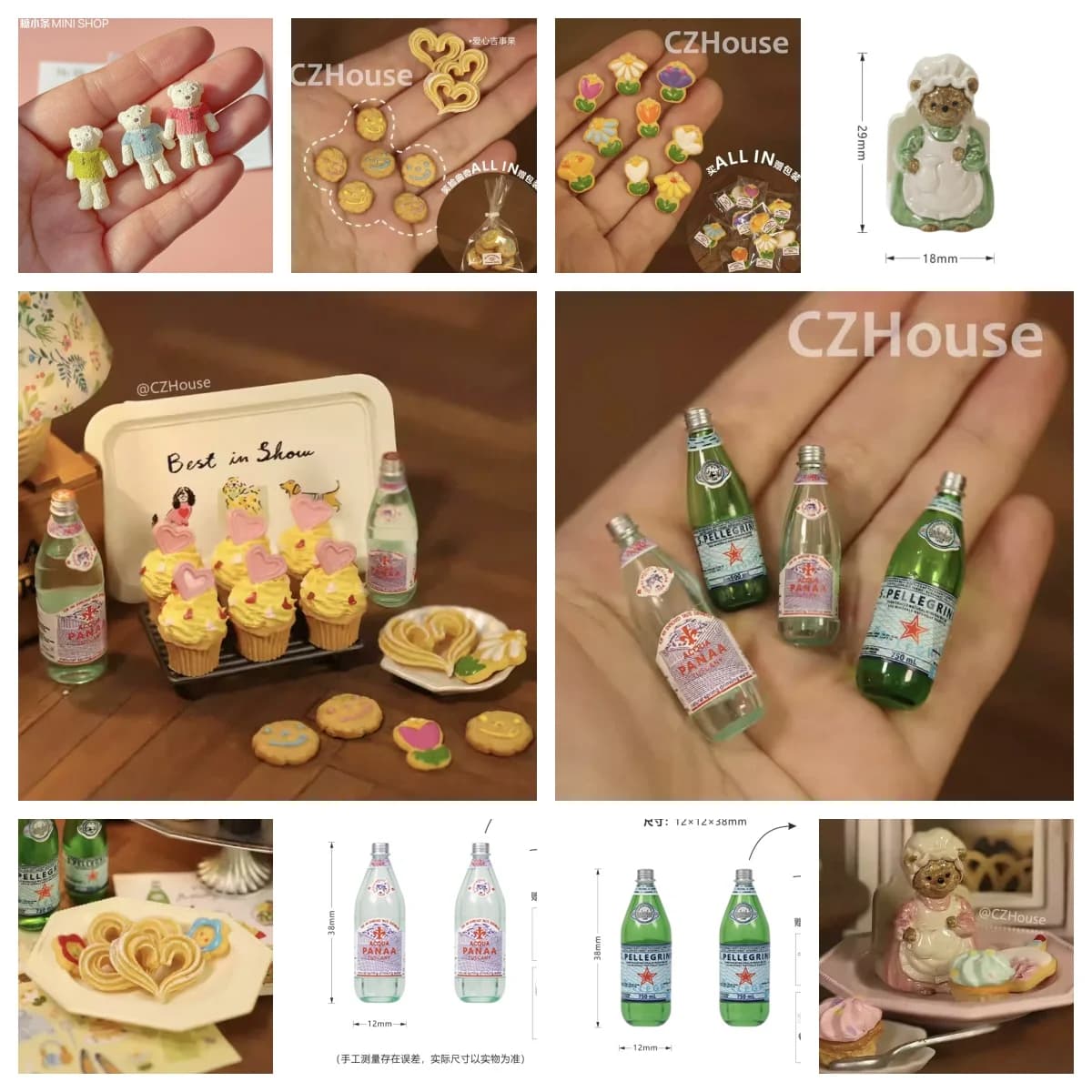 Collezione di Dessert in Miniatura Scala 1/6: Torta a Cuore, Churros, Biscotti Sorriso, Bottiglia di Soda e Orsetto per Scenari di Feste in Casa delle Bambole BJD