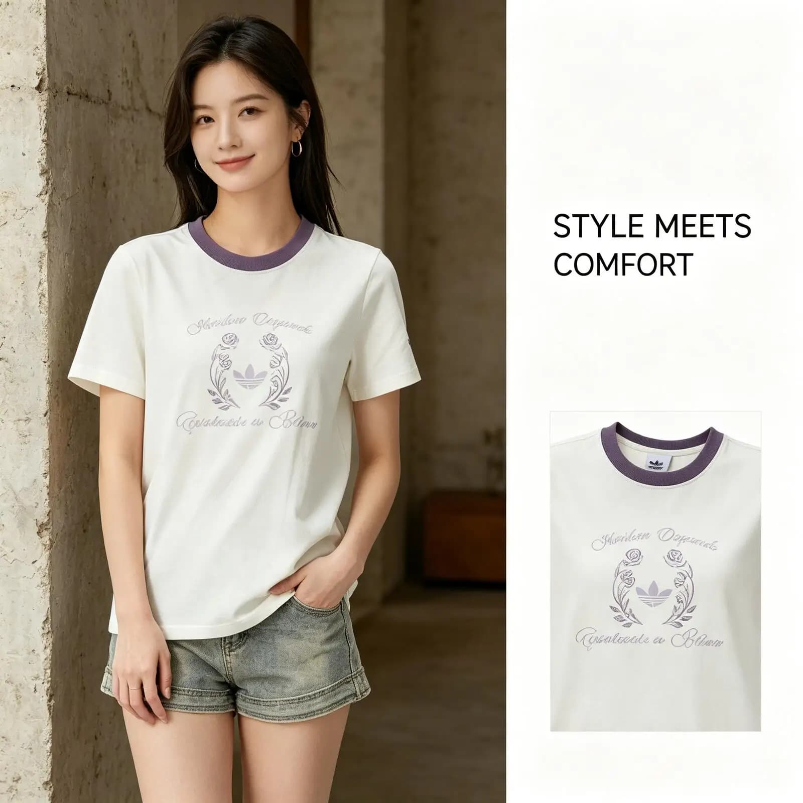 New Adidas Trefoil Women's Short-Sleeved Sportswear Running Fitness Training T-Shirt KY5734