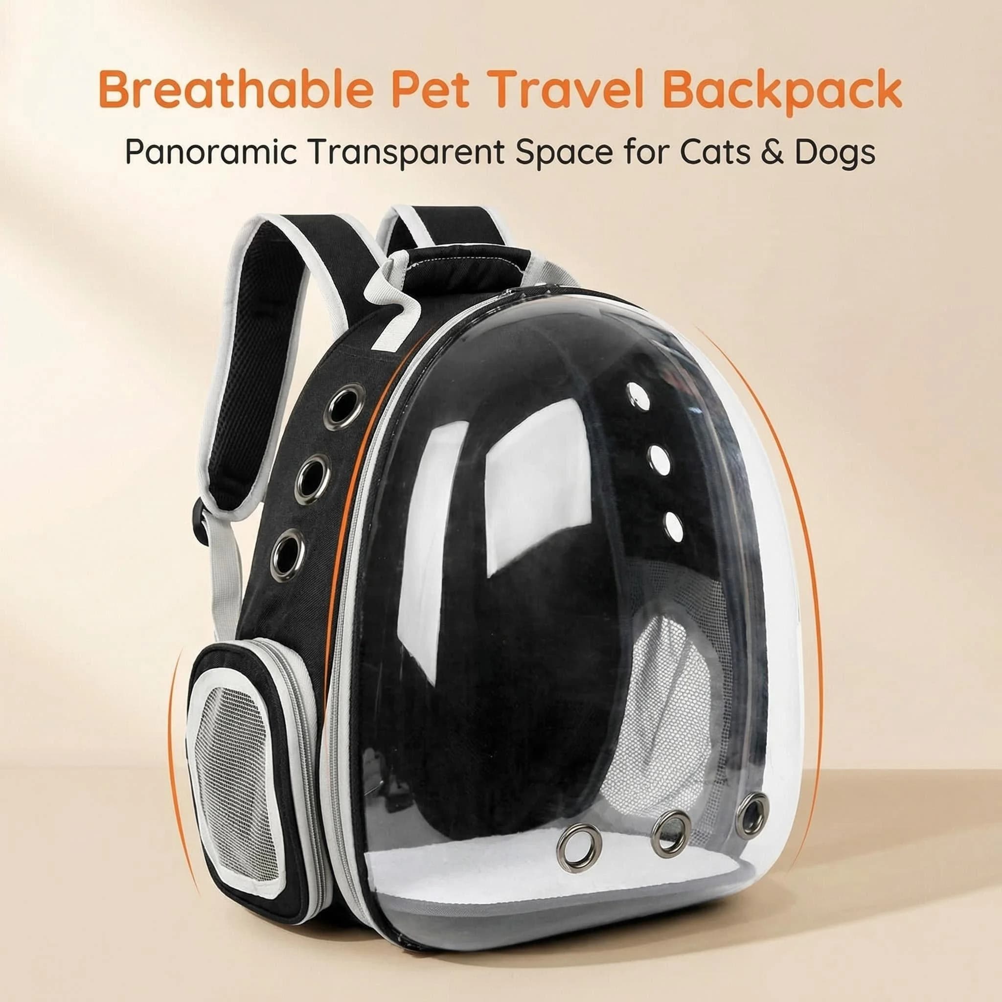 Trasportino portatile trasparente per gatti, capsula spaziale a cupola trasparente, borsa per il trasporto di animali domestici, zaino traspirante per gatti, visita veterinaria