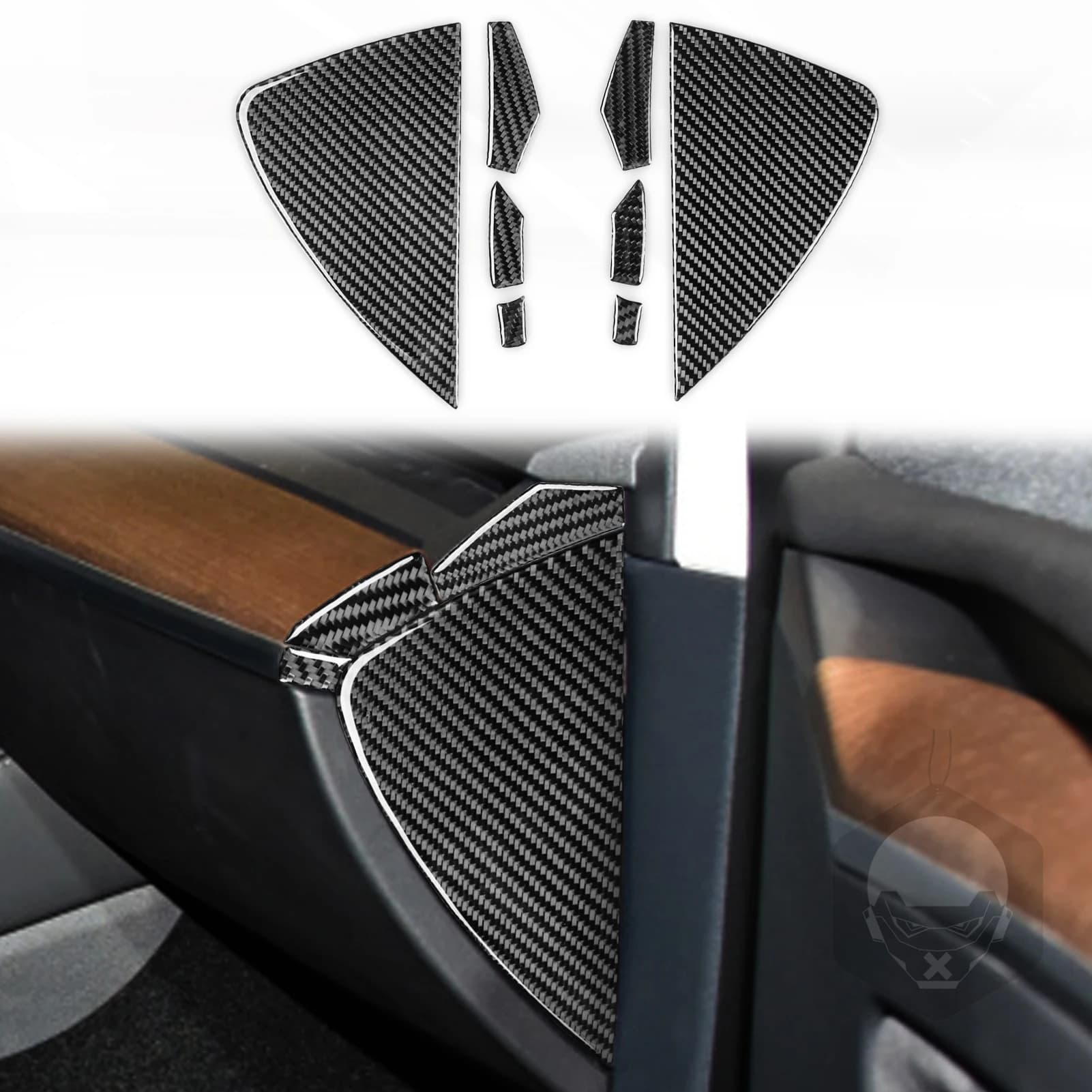 Per Tesla Model Y 2020-2023 e Model 3 2017-2022: Accessori Adesivi per Pannelli Interni Porta in Fibra di Carbonio