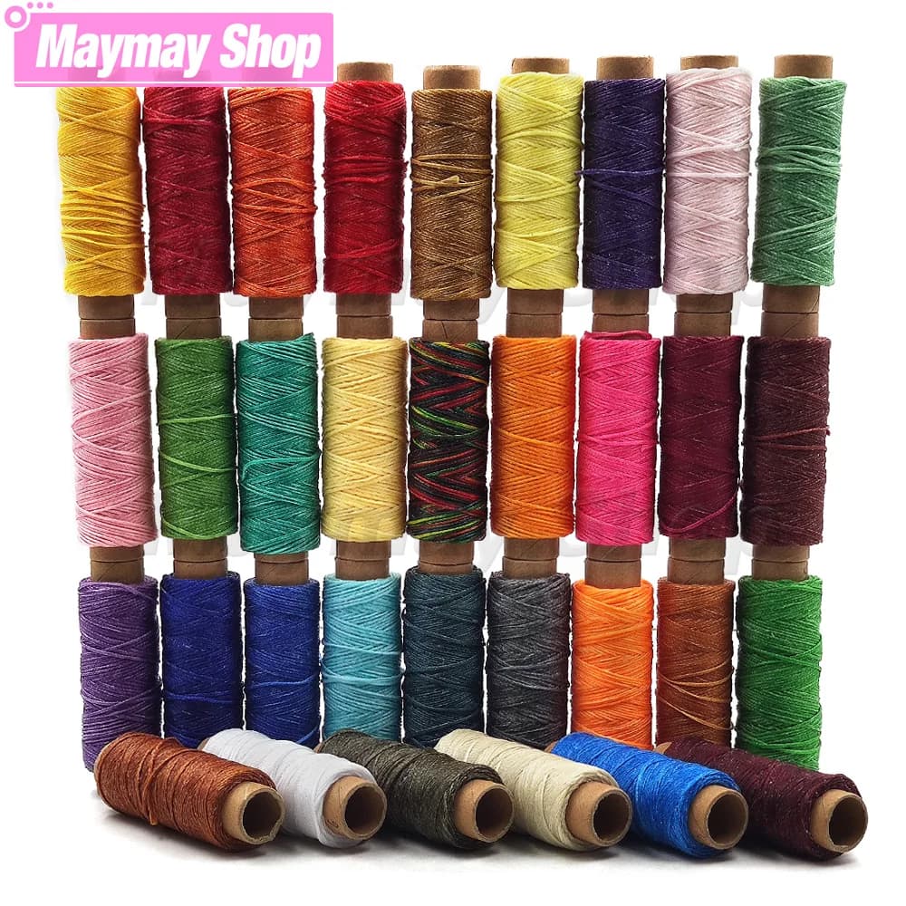150D 0.8mm di Spessore Piatto Cavo Cerato Filo Cerato Filo Per Cucire A Mano Piatto Cerato Linea di Cucito 12/30/50M Per Leathercraft FAI DA TE