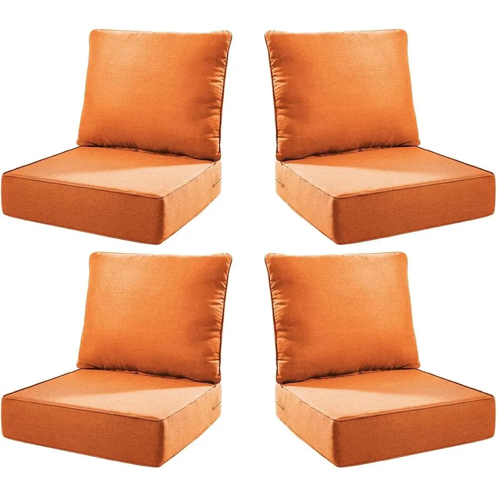 Set di 4 Cuscini per Sedute da Esterno - 24x24x6 Pollici, Profondi e con Schienale Alto, Cuscini Resistenti all'Acqua per Divanetti, Sedie e Mobili da Giardino