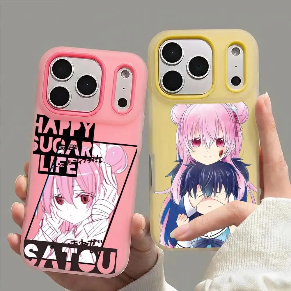 Custodia per telefono H-Happy Sugar Life anime, trasparente in gel, per iPhone 17/16/15/14/13, in TPU morbido, antiurto, anti-ingiallimento, ultraleggera