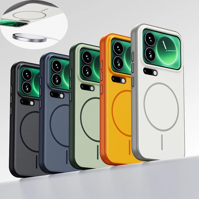 Custodia per telefono antiurto con sensazione di pelle opaca tinta unita per Xiaomi 17 Pro Max per cover posteriore per paraurti con ricarica wireless magnetica Magsafe